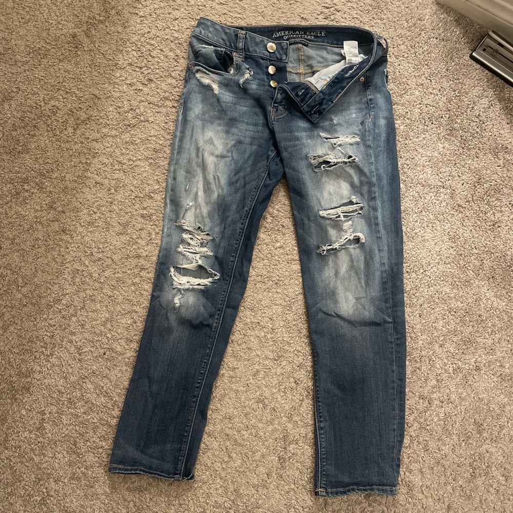 American Eagle “Tomgirl” ripped jeans